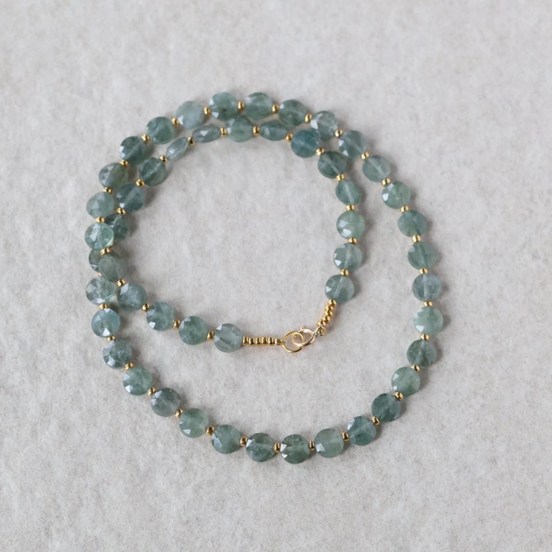 Dainty Moss Aquamarine Necklace Beaded Choker Layering Simple Necklace Minimalist Jewelry Gift March Birthstone Mom Wife Bridesmaids