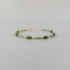 Dainty Bracelet Green Tourmaline Beaded Bracelet Gold Filled Minimalist Jewelry Stacking Bracelet Delicate October Birthstone Gift for Women