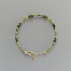 Dainty Bracelet Green Tourmaline Beaded Bracelet Gold Filled Minimalist Jewelry Stacking Bracelet Delicate October Birthstone Gift for Women
