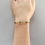 Dainty Bracelet Green Tourmaline Beaded Bracelet Gold Filled Minimalist Jewelry Stacking Bracelet Delicate October Birthstone Gift for Women