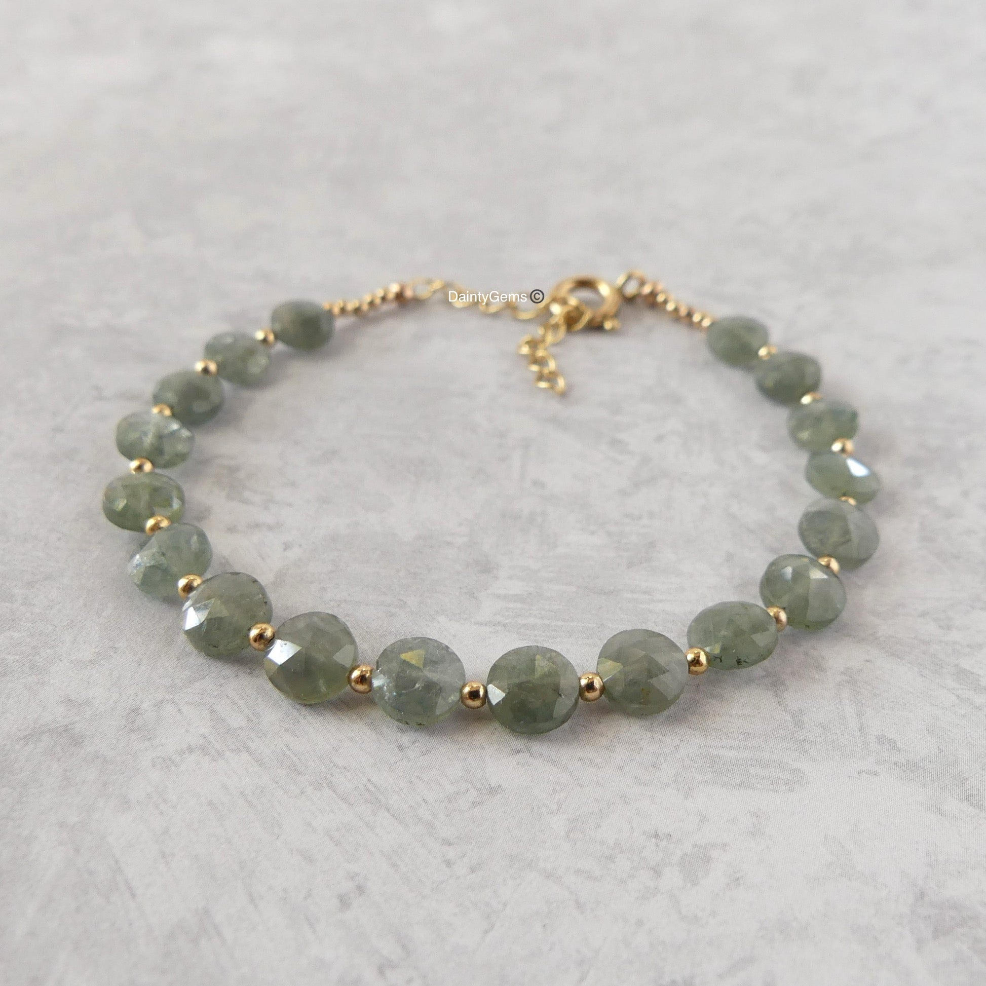 rare moss aquamarine bracelet delicate March birthstone jewelry gift