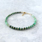 dainty ombre emerald bracelet May birthstone meaningful jewelry gift unique handcrafted