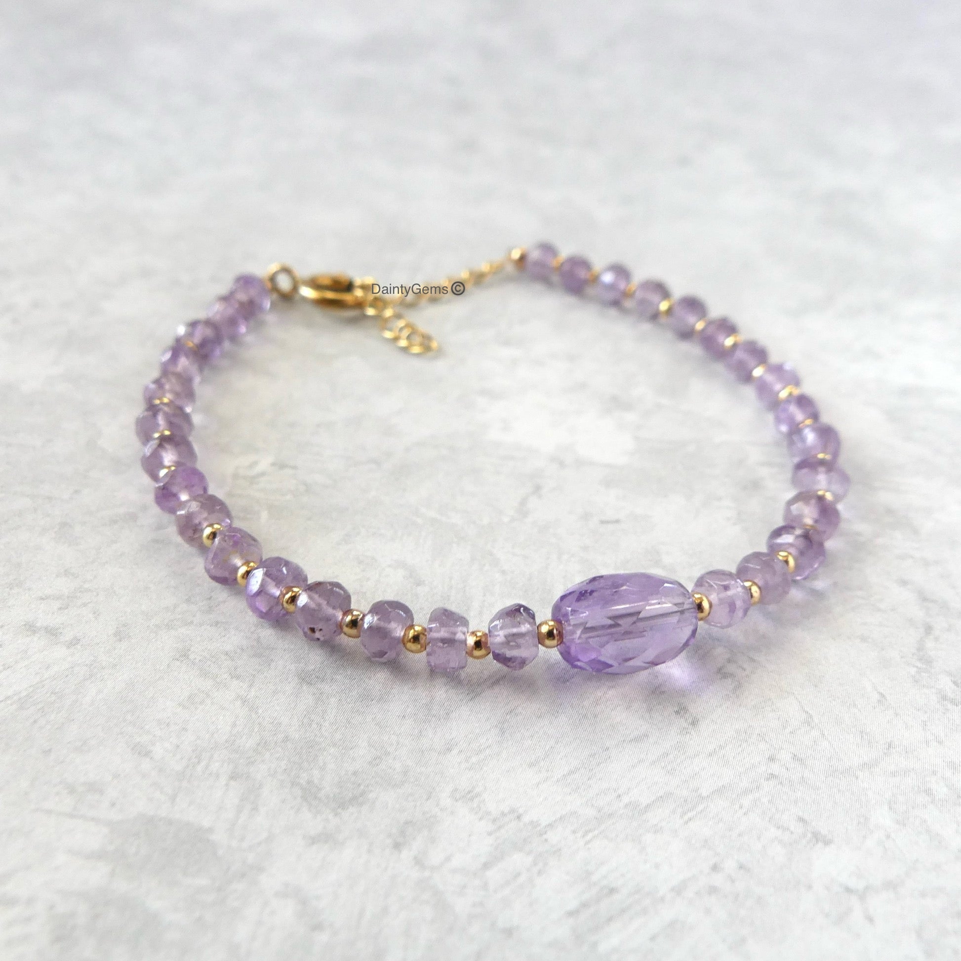 delicate pink amethyst beaded bracelet February birthstone jewelry meaningful gift unique and handmade 