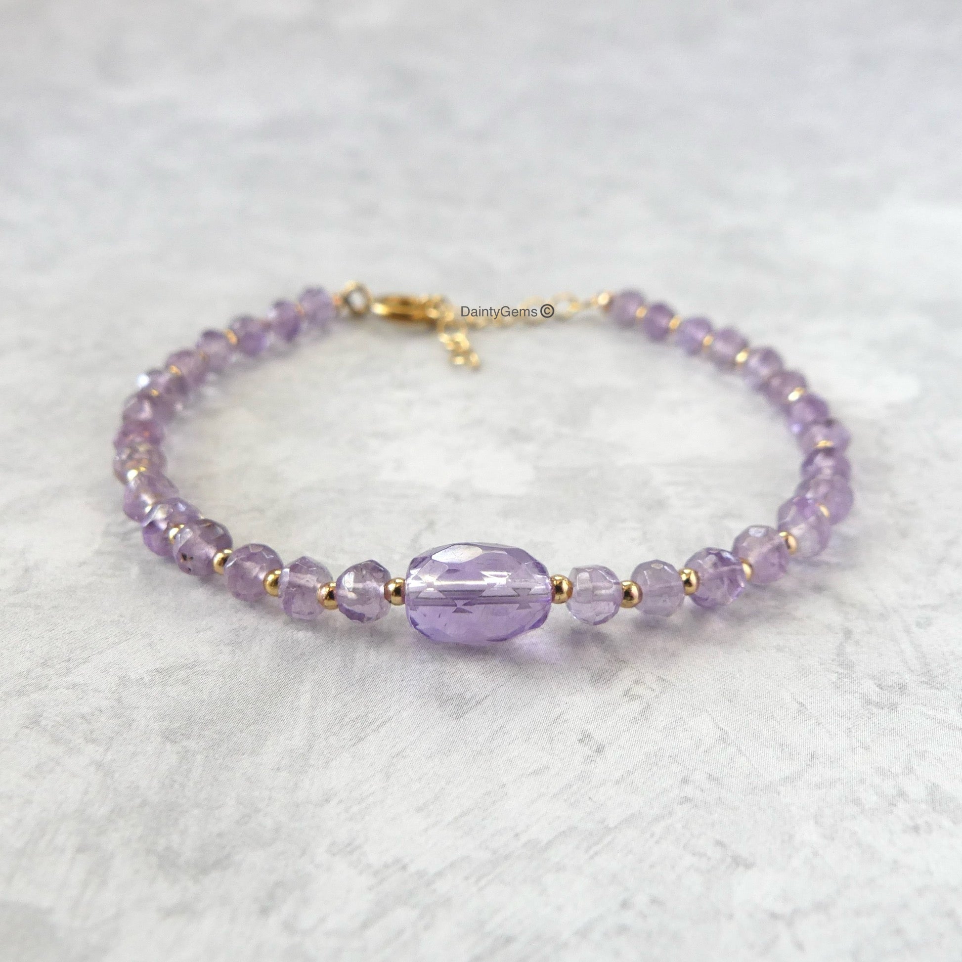 delicate pink amethyst beaded bracelet February birthstone jewelry meaningful gift unique and handmade 