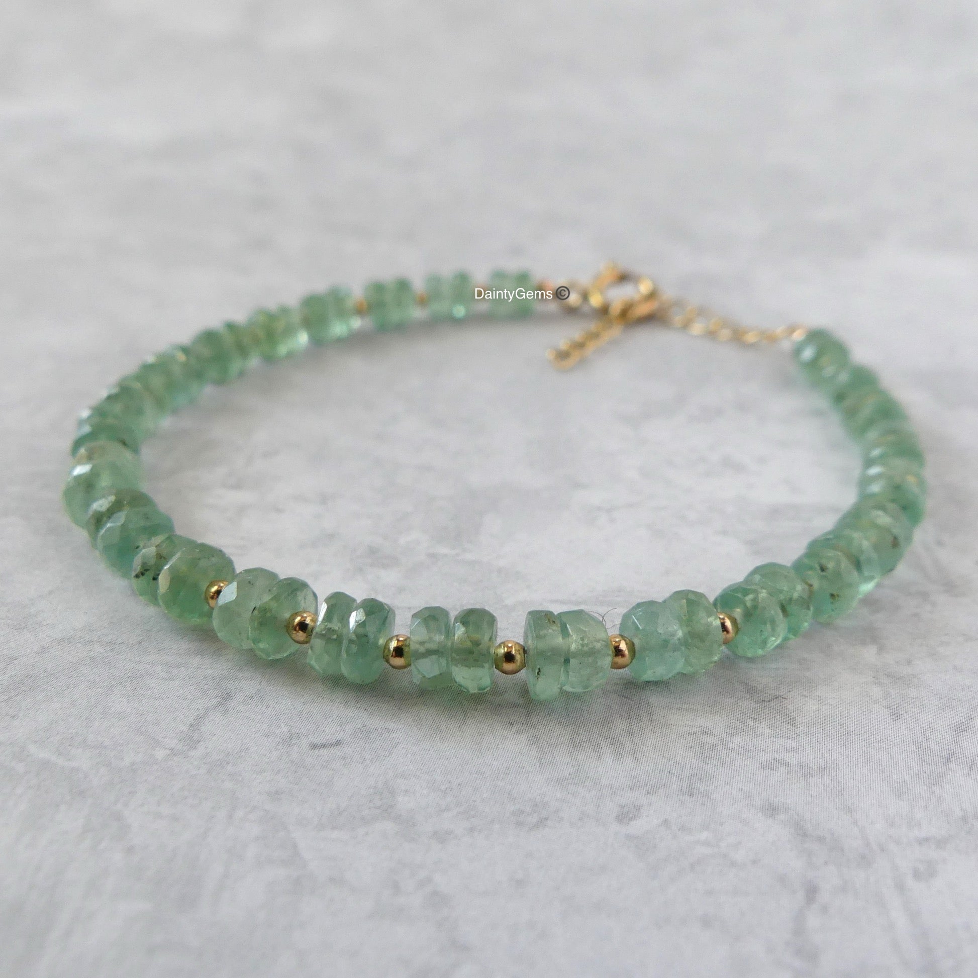 rare green kyanite rondel bead bracelet, meaningful jewelry gift, AAA green kyanite