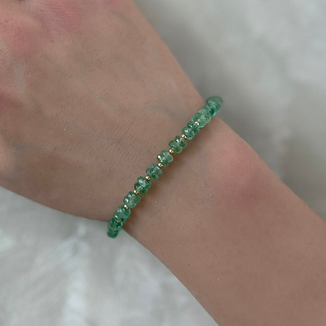 rare green kyanite rondel bead bracelet, meaningful jewelry gift, AAA green kyanite