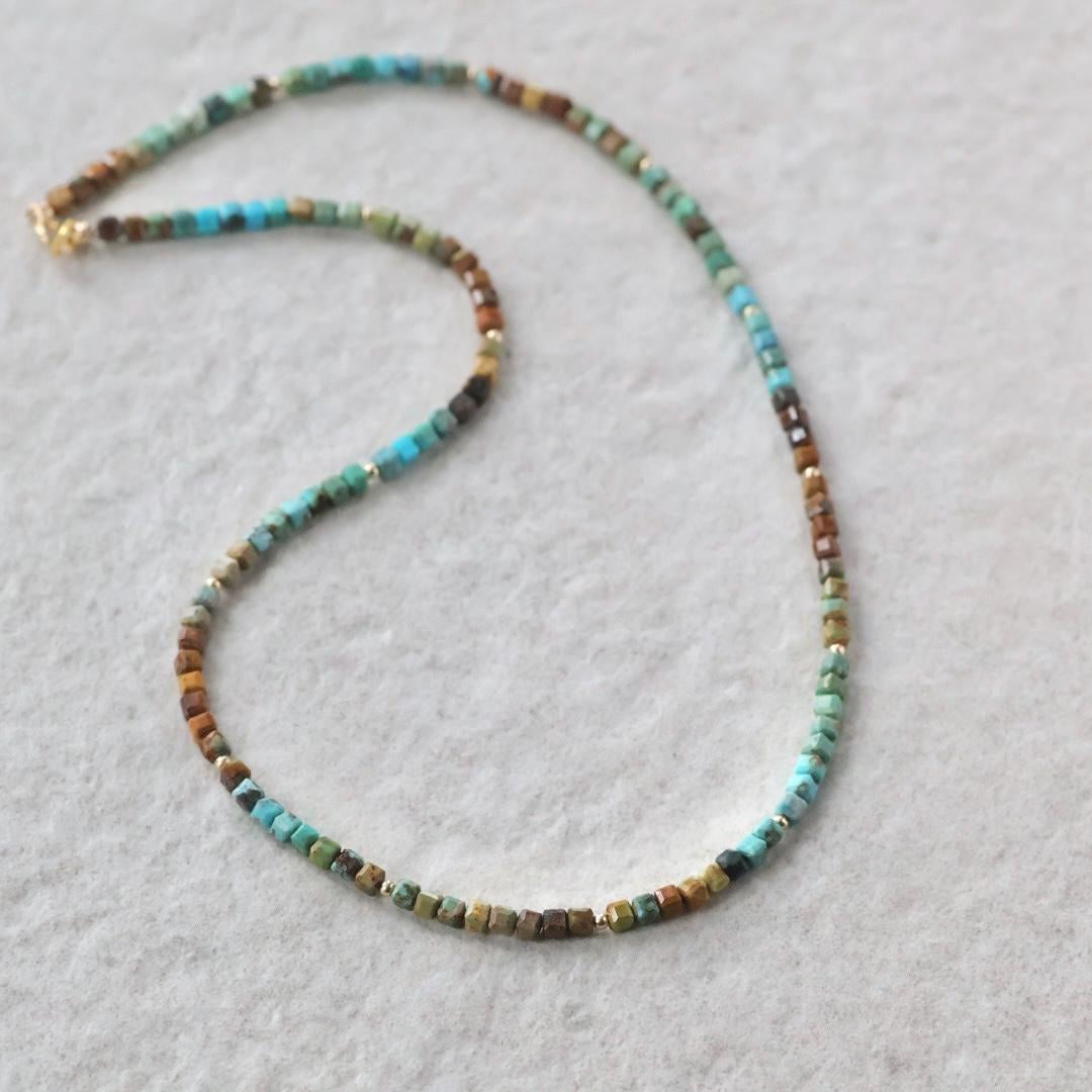 Dainty Arizona Turquoise Necklace Beaded Choker Layering Gemstone Crystal Necklace Minimalist Jewelry Gift December Birthstone Mom Wife Aunt