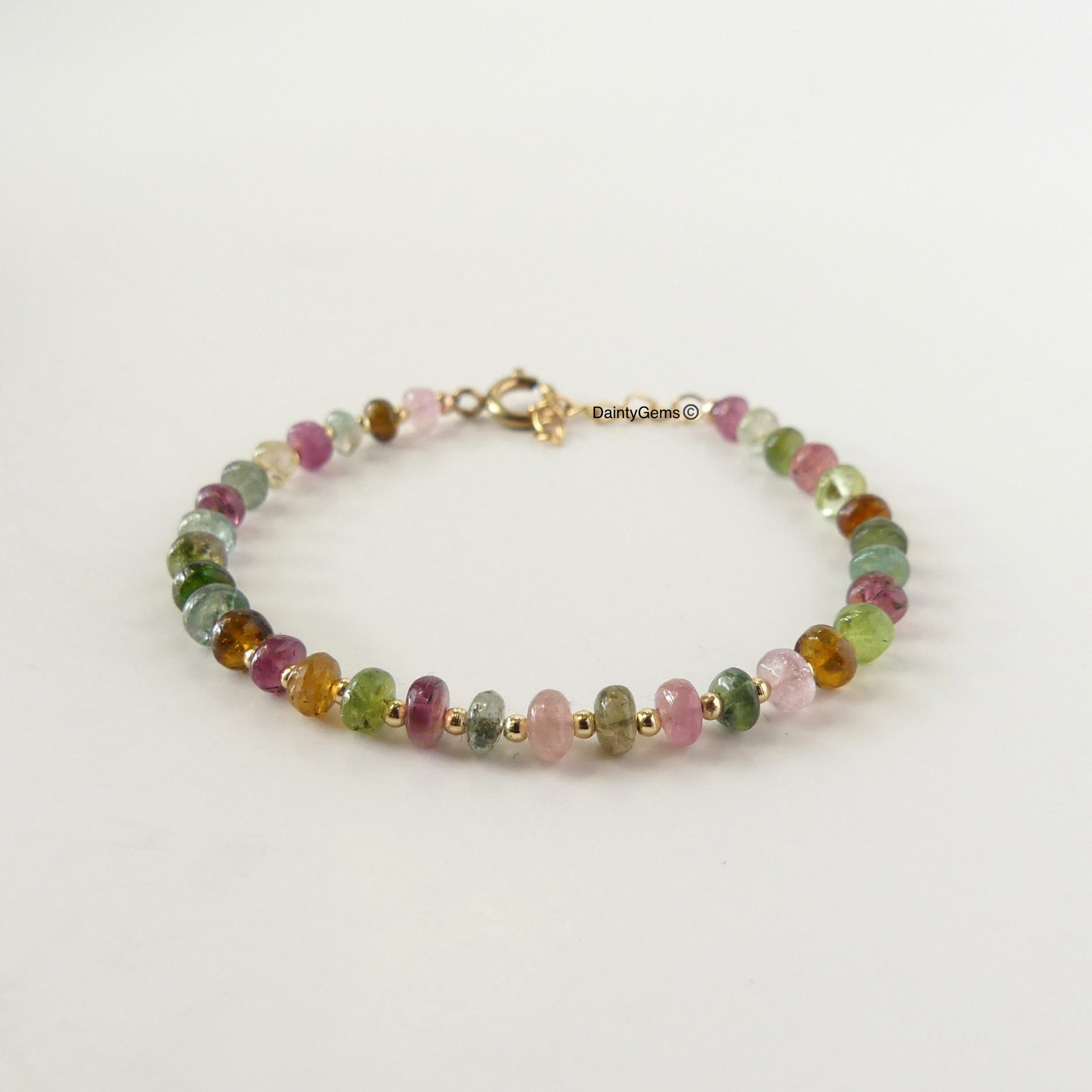 smooth  watermelon tourmaline bracelet