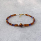 spessartine garnet and amethyst dainty bracelet with pearl