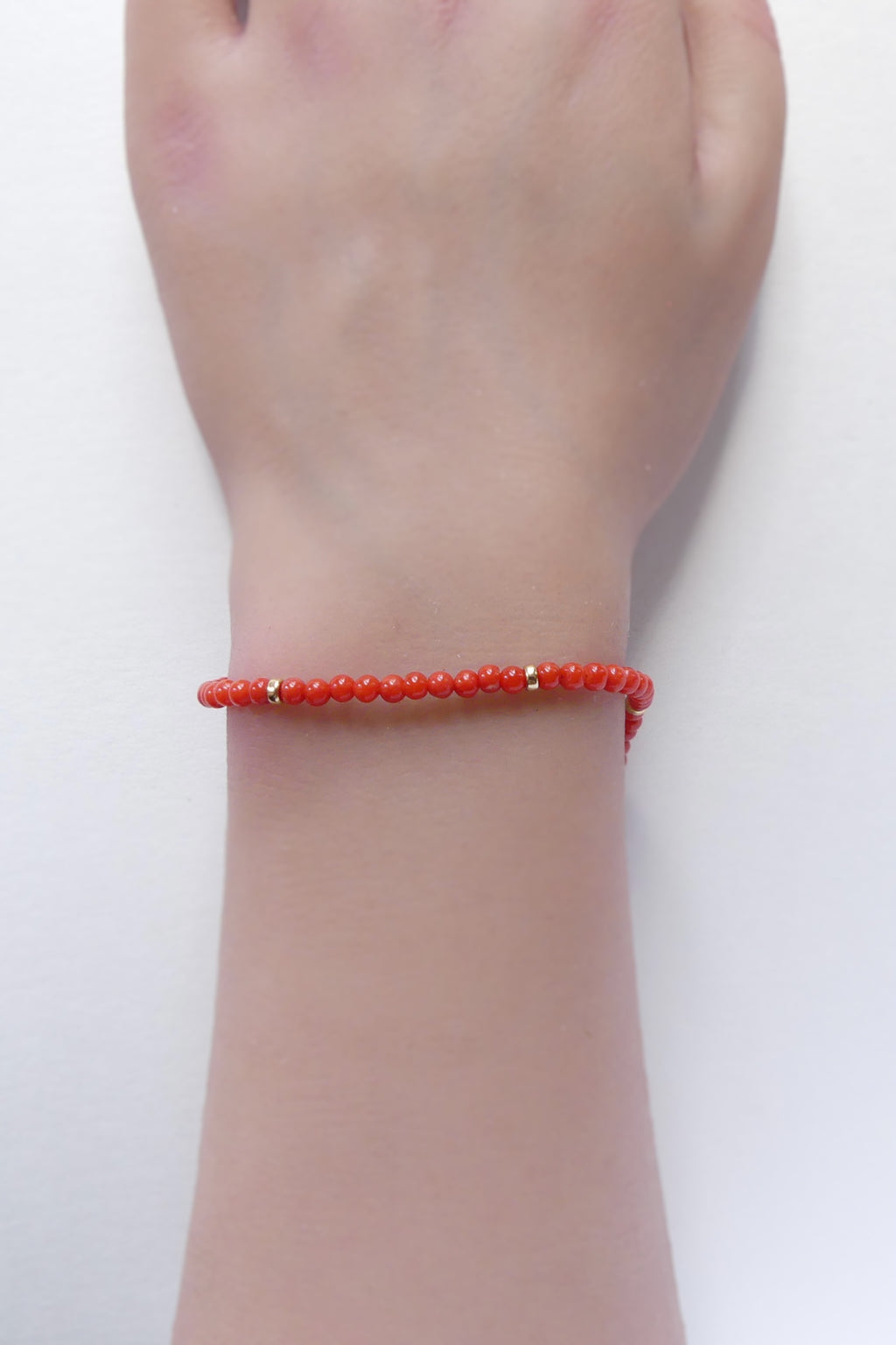 3mm red Italian coral bracelet with gold filled clasp and extender, handmade in the USA with Sardinian coral beads, dainty red gemstone jewelry adjustable 6.5 to 8 inches