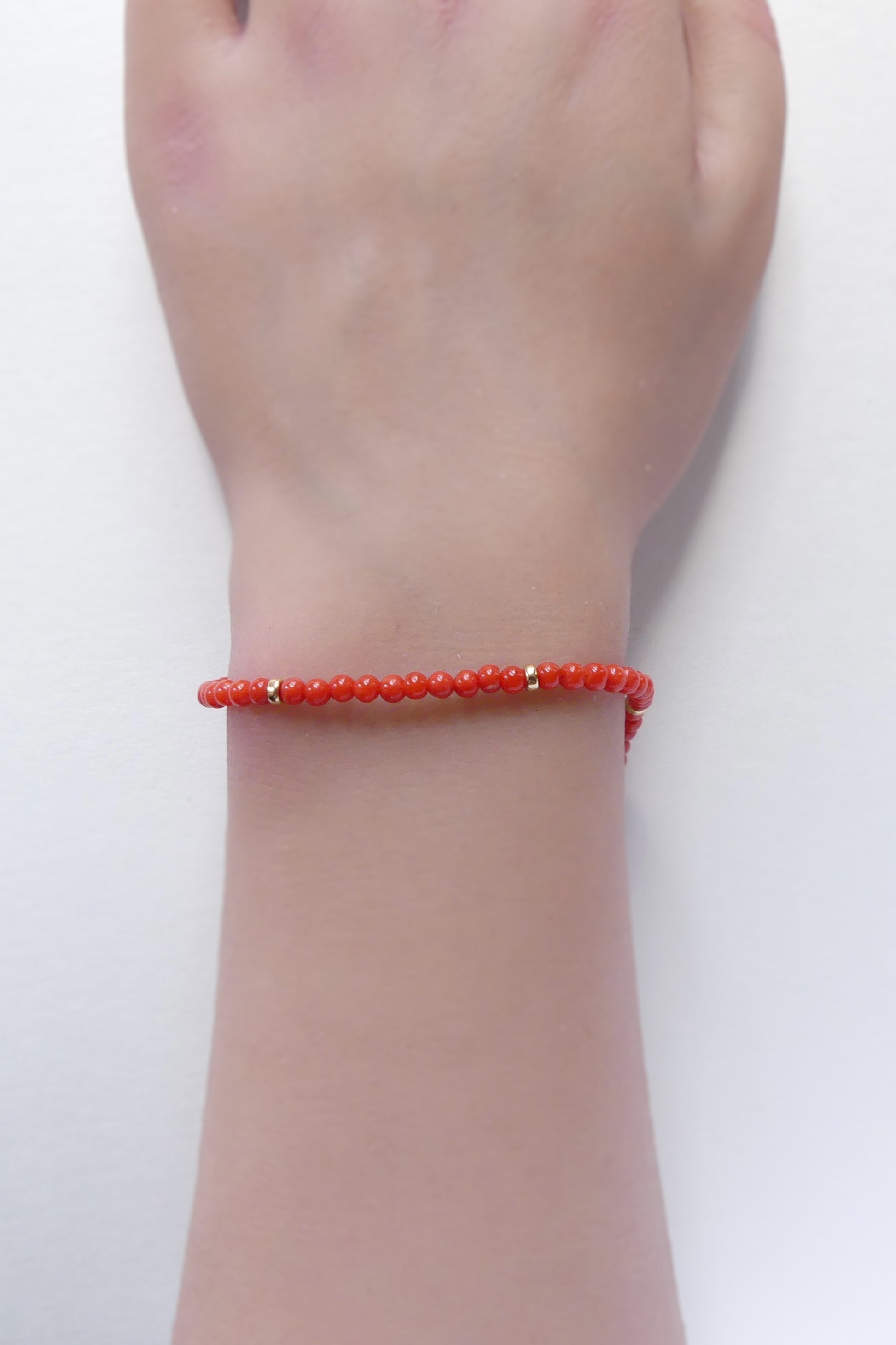 3mm red Italian coral bracelet with gold filled clasp and extender, handmade in the USA with Sardinian coral beads, dainty red gemstone jewelry adjustable 6.5 to 8 inches