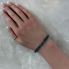 rare teal kyanite rondel beaded bracelet meaningful jewelry gift