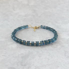 rare teal kyanite rondel beaded bracelet meaningful jewelry gift