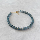 rare teal kyanite rondel beaded bracelet meaningful jewelry gift