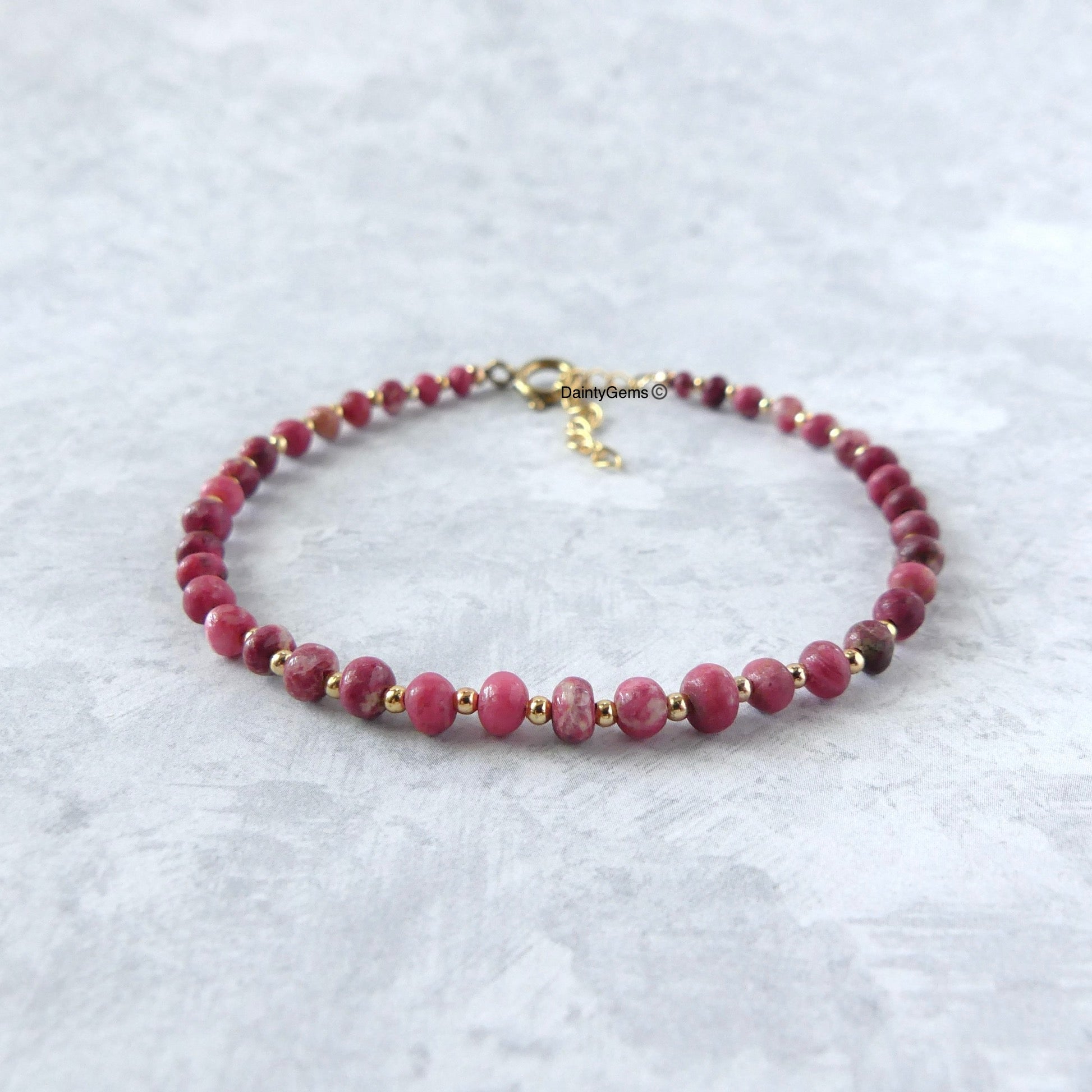 Norwegian thulite delicate bracelet gold filled meaningful jewelry gift unique handcrafted