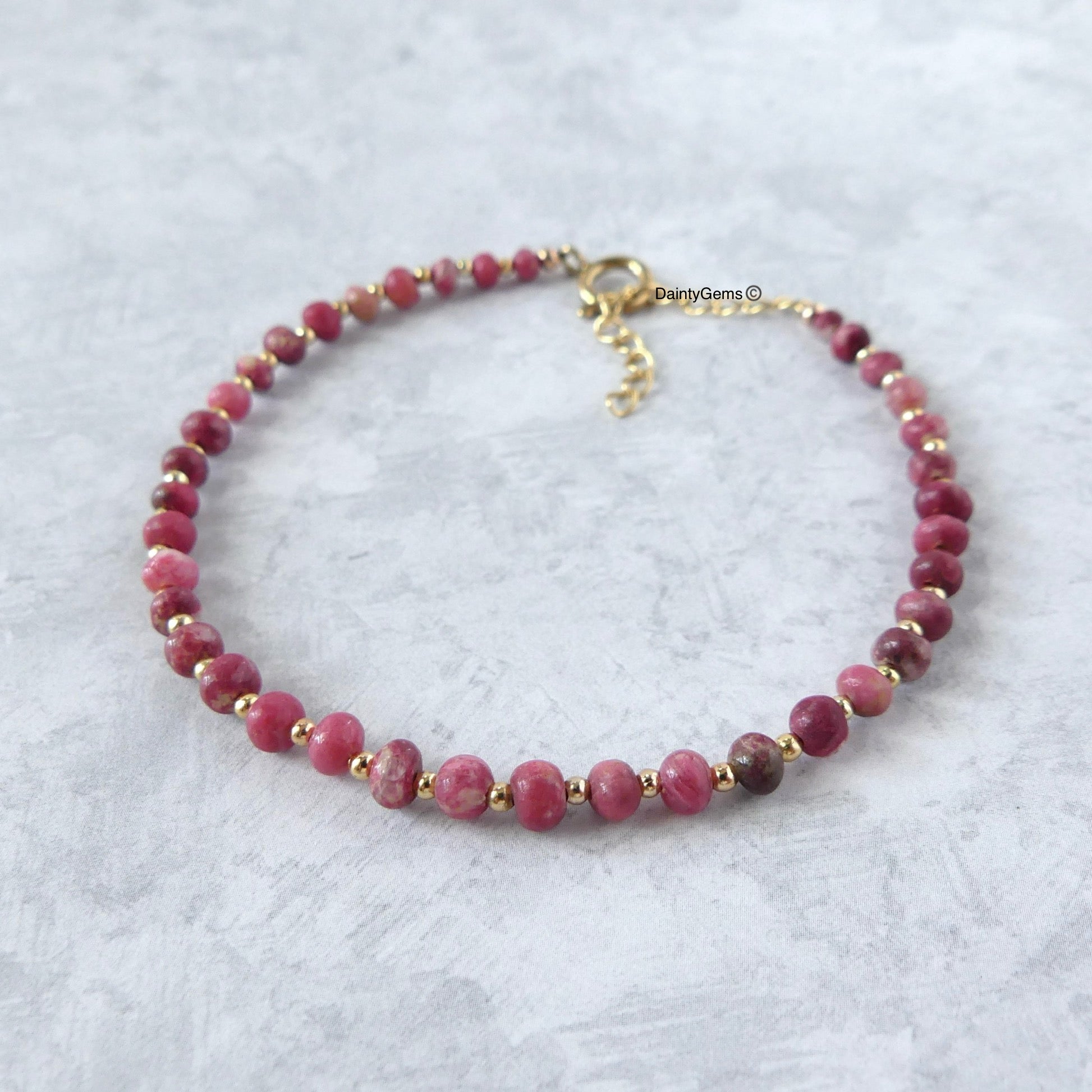 Norwegian thulite delicate bracelet gold filled meaningful jewelry gift unique handcrafted