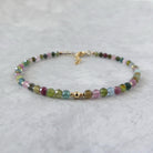 dainty watermelon tourmaline beaded bracelet October birthstone jewelry gift