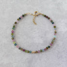 dainty watermelon tourmaline beaded bracelet October birthstone jewelry gift