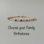 Custom Family Bracelet Crystal Birthstone Bracelet Personalized Birthstone Bracelet Gold Bead Mom Christmas Gift Birthday Grandma