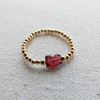 Tiny Garnet Stretch Ring Gold Filled Dainty Beaded Gemstone Elastic Silver Boho Ring Minimalist Anxiety January Birthstone Birthday Gift Mom
