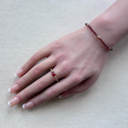 Tiny Garnet Stretch Ring Gold Filled Dainty Beaded Gemstone Elastic Silver Boho Ring Minimalist Anxiety January Birthstone Birthday Gift Mom