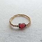 Tiny Garnet Stretch Ring Gold Filled Dainty Beaded Gemstone Elastic Silver Boho Ring Minimalist Anxiety January Birthstone Birthday Gift Mom