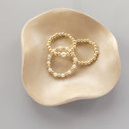Pearl Stretch Ring Set Dainty Stacking Ring 3mm Beaded Gold filled Ring Elastic Boho Rings Minimalist Birthday Gift Mom Bride Friend Grandma
