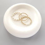 Pearl Stretch Ring Set Dainty Stacking Ring 2mm Beaded Gold filled Ring Elastic Boho Rings Minimalist Birthday Gift Mom Bride Friend Grandma