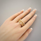 Pearl Stretch Ring Set Dainty Stacking Ring 3mm Beaded Gold filled Ring Elastic Boho Rings Minimalist Birthday Gift Mom Bride Friend Grandma