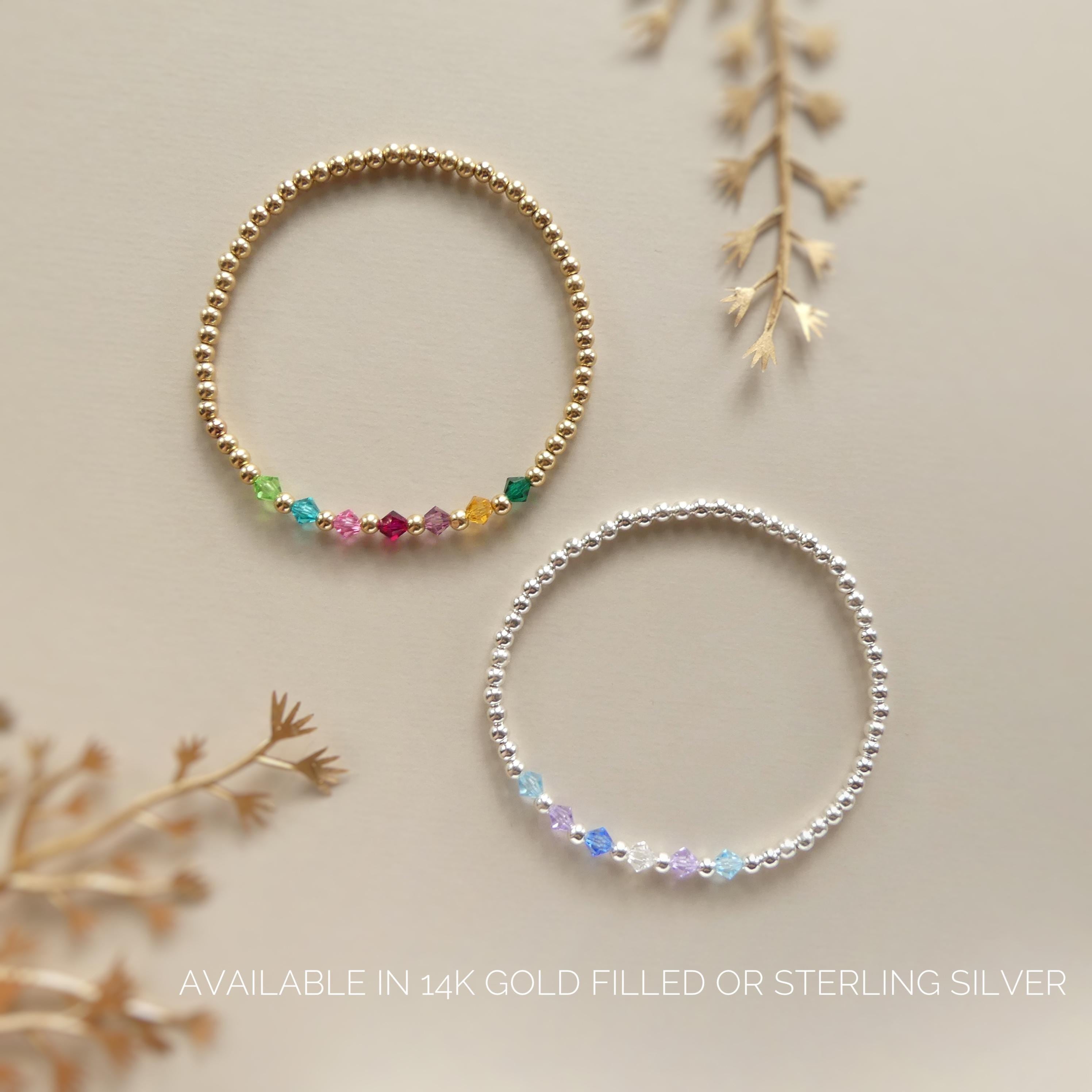 Custom Family Bracelet Crystal Birthstone Bracelet Personalized Birthstone Bracelet Gold Bead Mom Christmas Gift Birthday Grandma