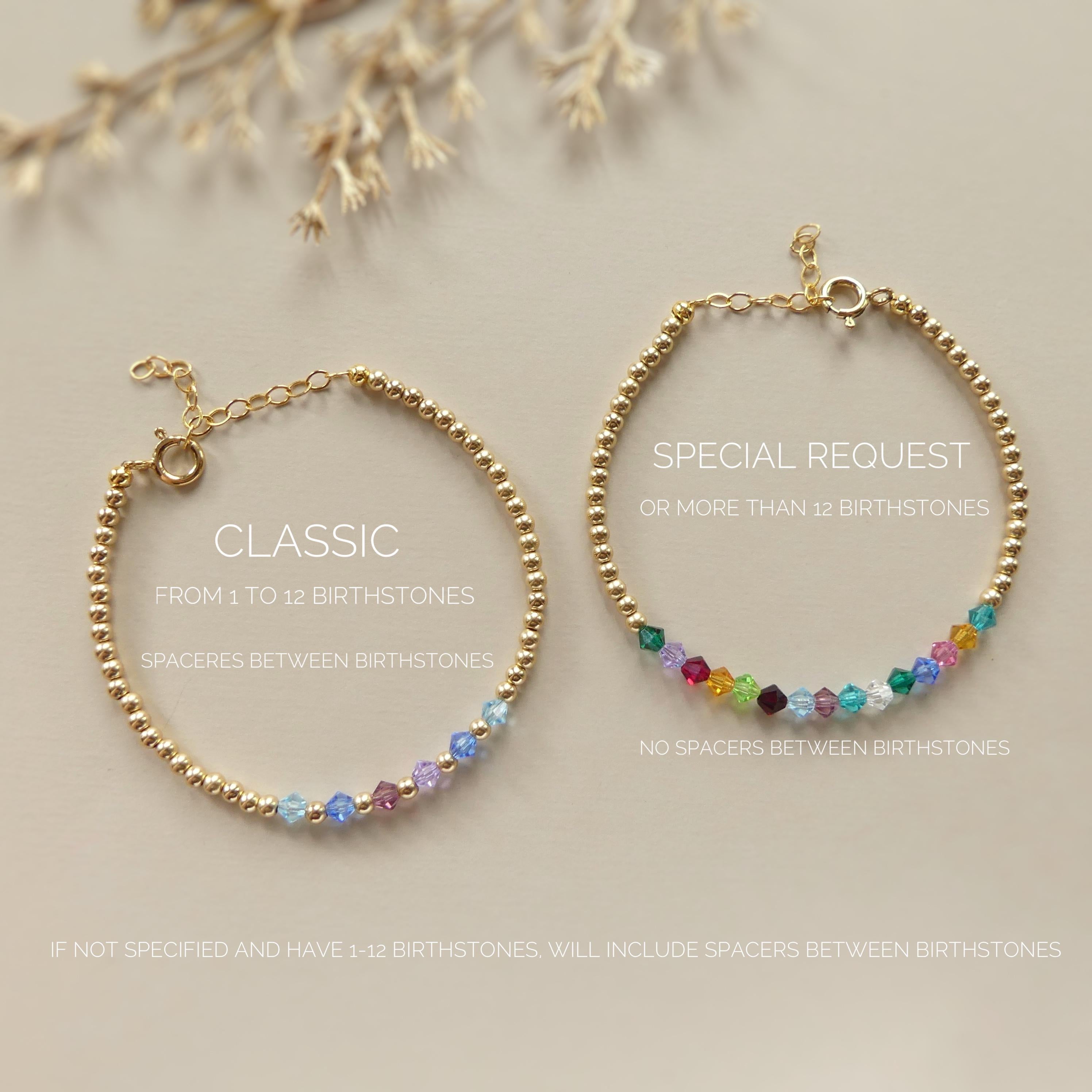Custom Family Bracelet Crystal Birthstone Bracelet Personalized Birthstone Bracelet Gold Bead Mom Christmas Gift Birthday Grandma