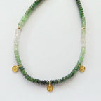 Tiny Ombre Emerald Necklace Dainty Beaded Gemstone Daisy Necklace Crystal Choker Minimalist May Birthstone Birthday Gift Bride Wife Mom