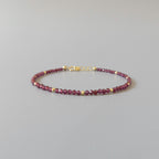Tiny Garnet Bracelet Dainty Gemstone Beaded Bracelet Red Crystal Boho Chic Minimalist Jewelry January Birthstone Gift Birthday Mom Wife