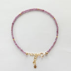 Tiny Pink Garnet Bracelet Dainty Rhodolite Bracelet Stacking Gemstone Beaded Crystal Jewelry Minimalist January Birthstone Gift Birthday