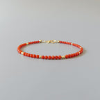 Tiny Italian Coral Bracelet Dainty Red Coral Jewelry Minimalist Coral Bracelet October Birthstone 35th anniversary gift Birthday Gift Mom