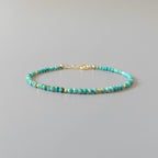 Tiny Arizona Turquoise Bracelet Dainty Gemstone Beaded Bracelet Blue Crystal December Birthstone Jewelry Minimalist Birthday Gift Bride Wife