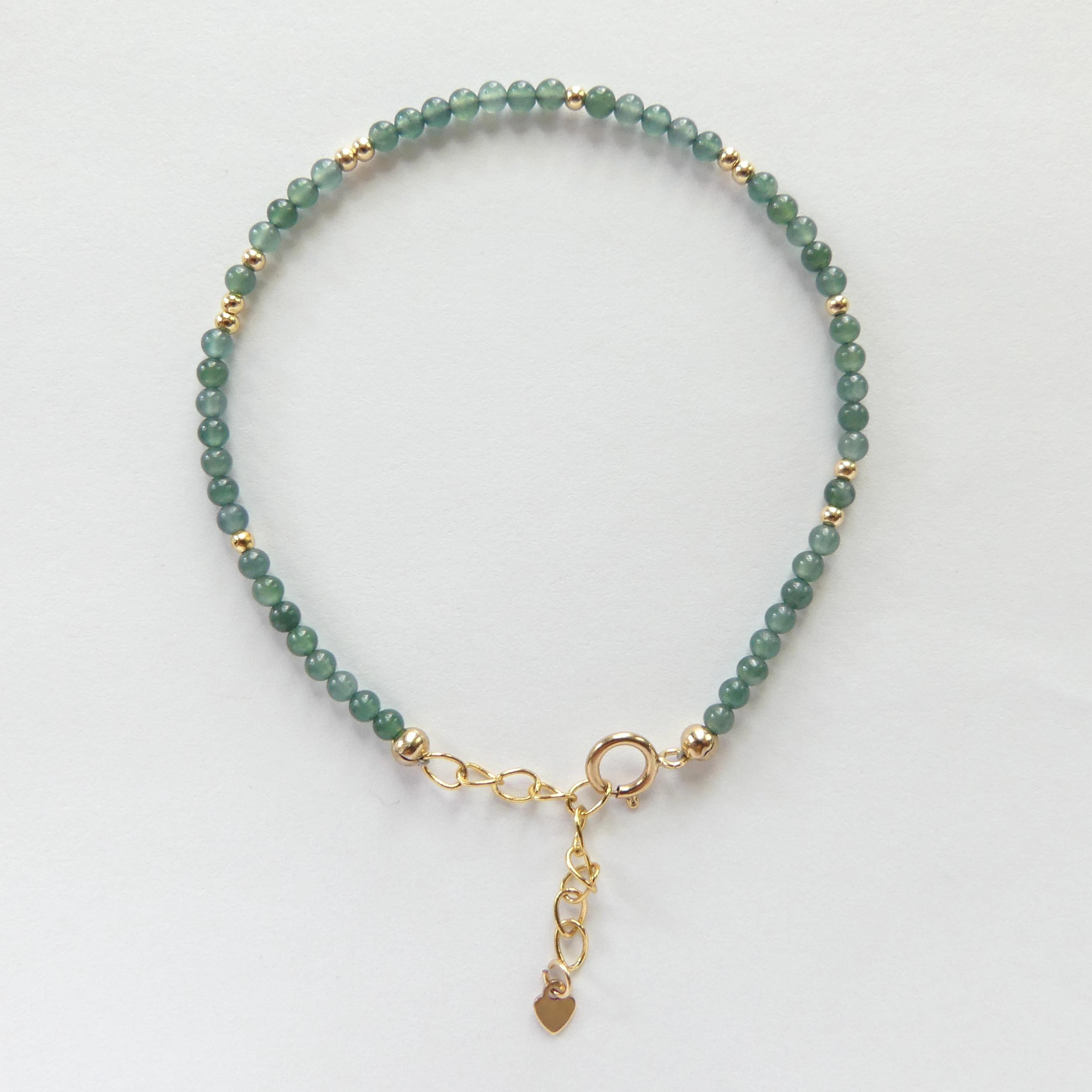 Natural Jade Bracelet Dainty Green Jade Gemstone Beaded Bracelet Everyday Jewelry Stacking Gift Minimalist Crystal Birthday Gift Mom Wife