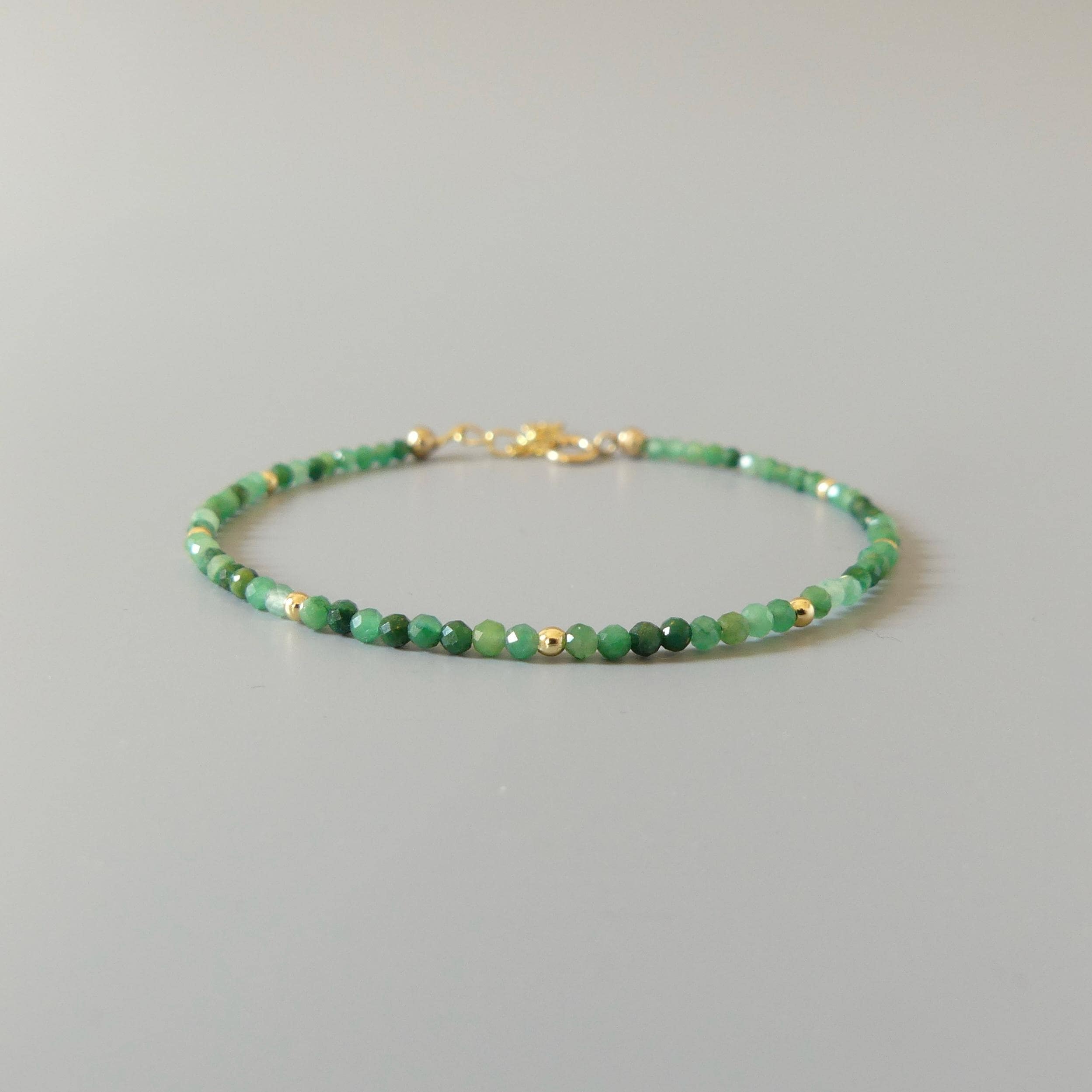 Jade Bracelet Dainty Jadeite Beaded Bracelet Green Gemstone Minimalist Jewelry Stacking Bracelet Gift Birthday Present Friend Mom Bridesmaid