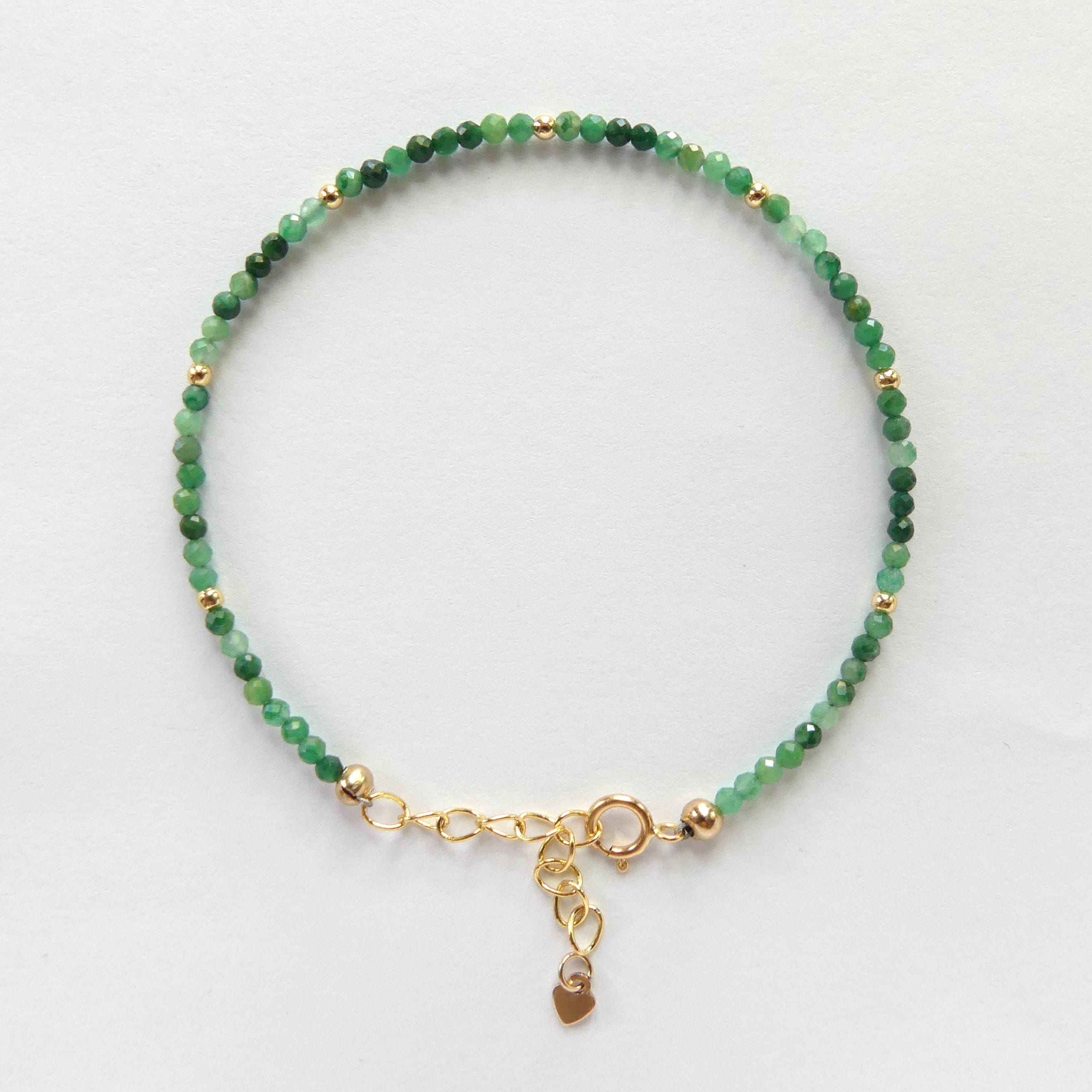 Jade Bracelet Dainty Jadeite Beaded Bracelet Green Gemstone Minimalist Jewelry Stacking Bracelet Gift Birthday Present Friend Mom Bridesmaid