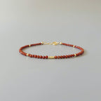 Tiny Red Jasper Bracelet Dainty Gemstone Beaded Bracelet Red Crystal Jewelry Minimalist Protection Aries Gift Jewelry for Women Mom Wife