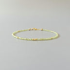 Tiny Peridot Bracelet Dainty Gemstone Beaded Bracelet Green Crystal Minimalist Jewelry August Birthstone Birthday Gift for Wife Daughter