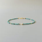 Tiny Turquoise Bracelet Dainty Gemstone Beaded Bracelet Blue December Birthstone Crystal Jewelry Minimalist Birthday Gift Daughter Niece Mom