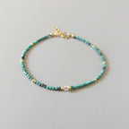 Tiny Turquoise Bracelet Dainty Gemstone Beaded Bracelet Blue December Birthstone Crystal Jewelry Minimalist Birthday Gift Daughter Niece Mom