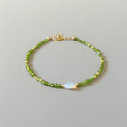 Tiny Opal Bracelet Dainty Diopside Gemstone Beaded Jewelry Green Crystal October Birthstone Minimalist Jewelry Birthday Gift for Wife Mom