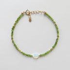 Tiny Opal Bracelet Dainty Diopside Gemstone Beaded Jewelry Green Crystal October Birthstone Minimalist Jewelry Birthday Gift for Wife Mom