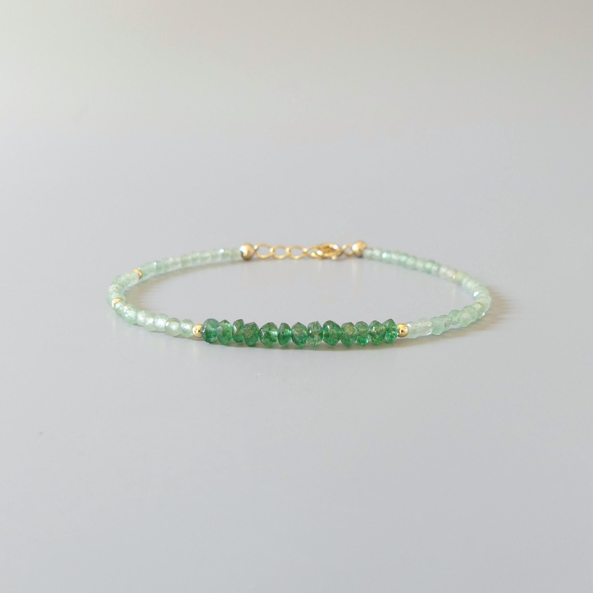 Tiny Green Aventurine Bracelet Dainty Gemstone Beaded Bracelet Everyday Jewelry Everyday Minimalist Crystal Birthday Gift Mom Wife Daughter