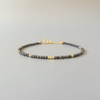 Tiny Hematite Bracelet Dainty Gemstone Beaded Bracelet Sparkly Crystal Jewelry Minimalist Protection Jewelry Stacking Birthday Gift Women