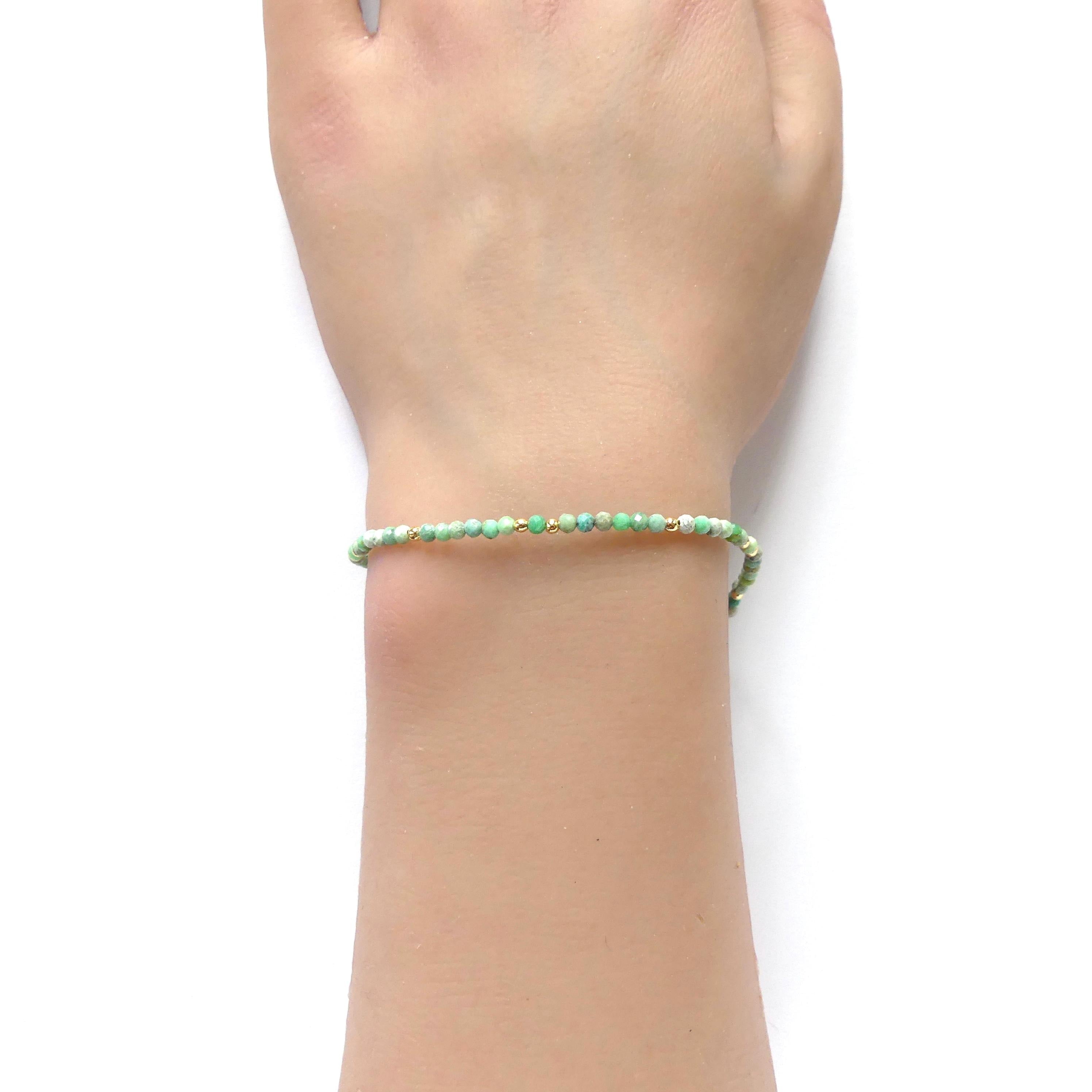 Tiny Variscite Bracelet Dainty Gemstone Beaded Bracelet Pastel Green Crystal Jewelry Minimalist Birthday Gift for Daughter Niece Mom Wife