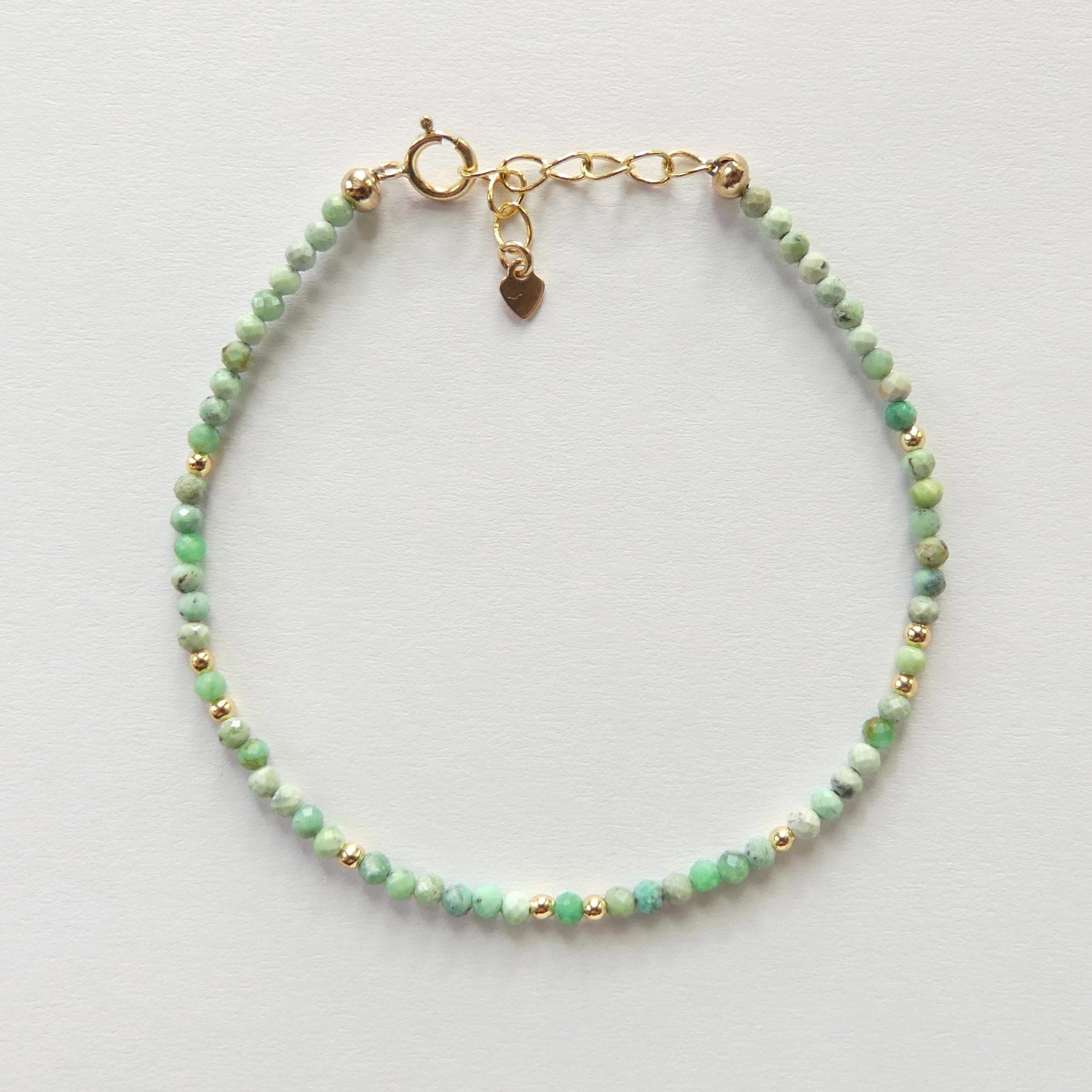 Tiny Variscite Bracelet Dainty Gemstone Beaded Bracelet Pastel Green Crystal Jewelry Minimalist Birthday Gift for Daughter Niece Mom Wife