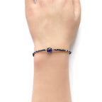 Tiny Blue Sapphire Bracelet Dainty Gemstone Beaded Bracelet Crystal Minimalist Jewelry September Birthstone Gift for Women Wife Daughter